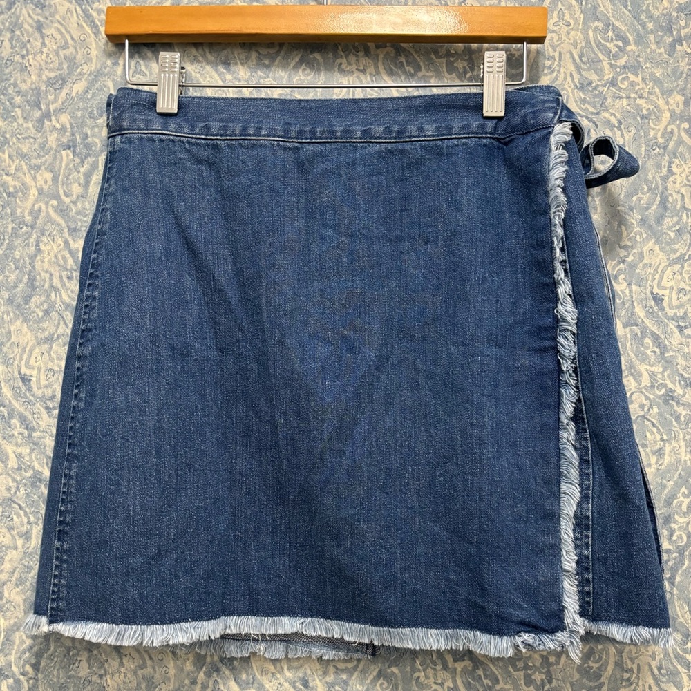 Madewell Dark Blue Denim Midi Wrap Skirt